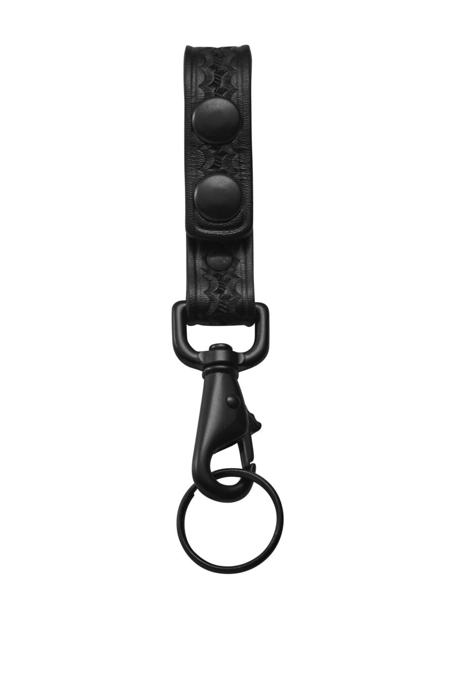 2930 Leather Basketweave Key Strap Belt Keeper with Double Snap Belt Loop